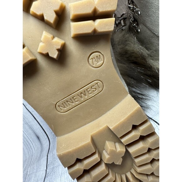 NINE WEST Gray Faux Suede Fur Trim Hiking  Boots by Nine West SZ 7.5 - Picture 13 of 15